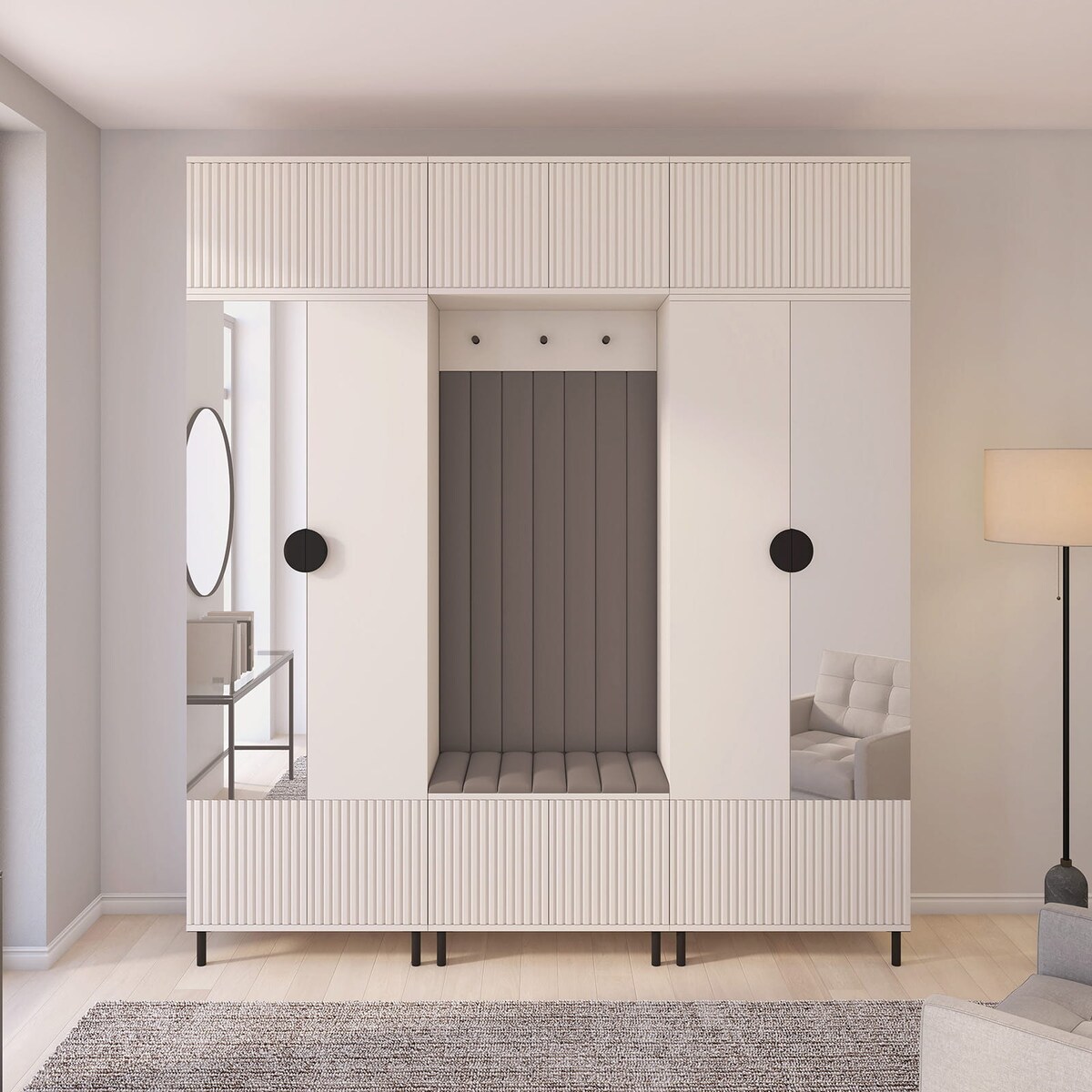 Zestaw szaf z lustrem do przedpokoju Ritmo wersja 3 Trinity 06 Kaszmir