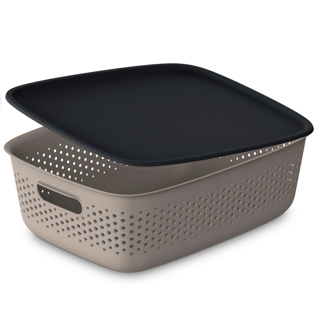 3X Pojemnik Plastikowy Ażurowy Pudełko Z Pokrywą Pojemniki Box 10L Brązowy