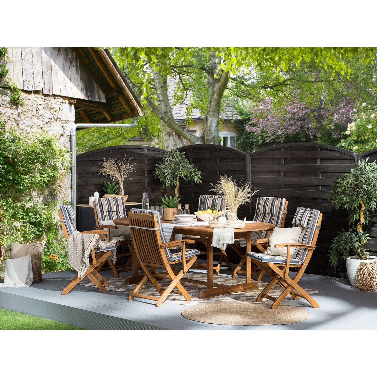 Zestaw ogrodowy dla 8 osób MAUI z poduszkami Drewno akacjowe Kolorowy