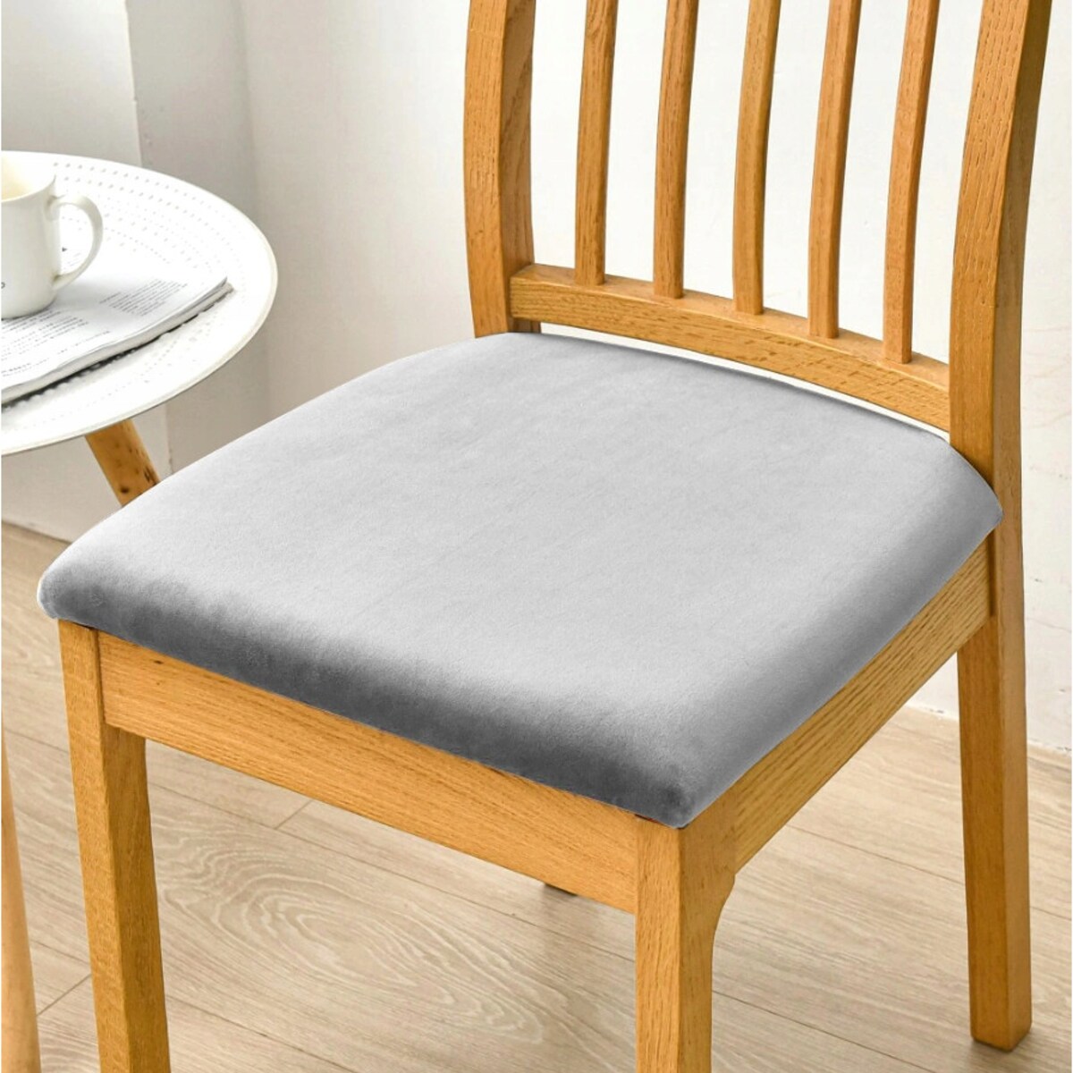 POKROWIEC NA SIEDZISKO 40x40cm JASNY SZARY WELUR ELASTYCZNY [26S]