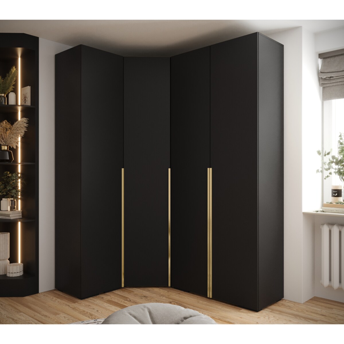 Garderoba wysoka do przedpokoju INOVA 1 Z3 czarny+złoty