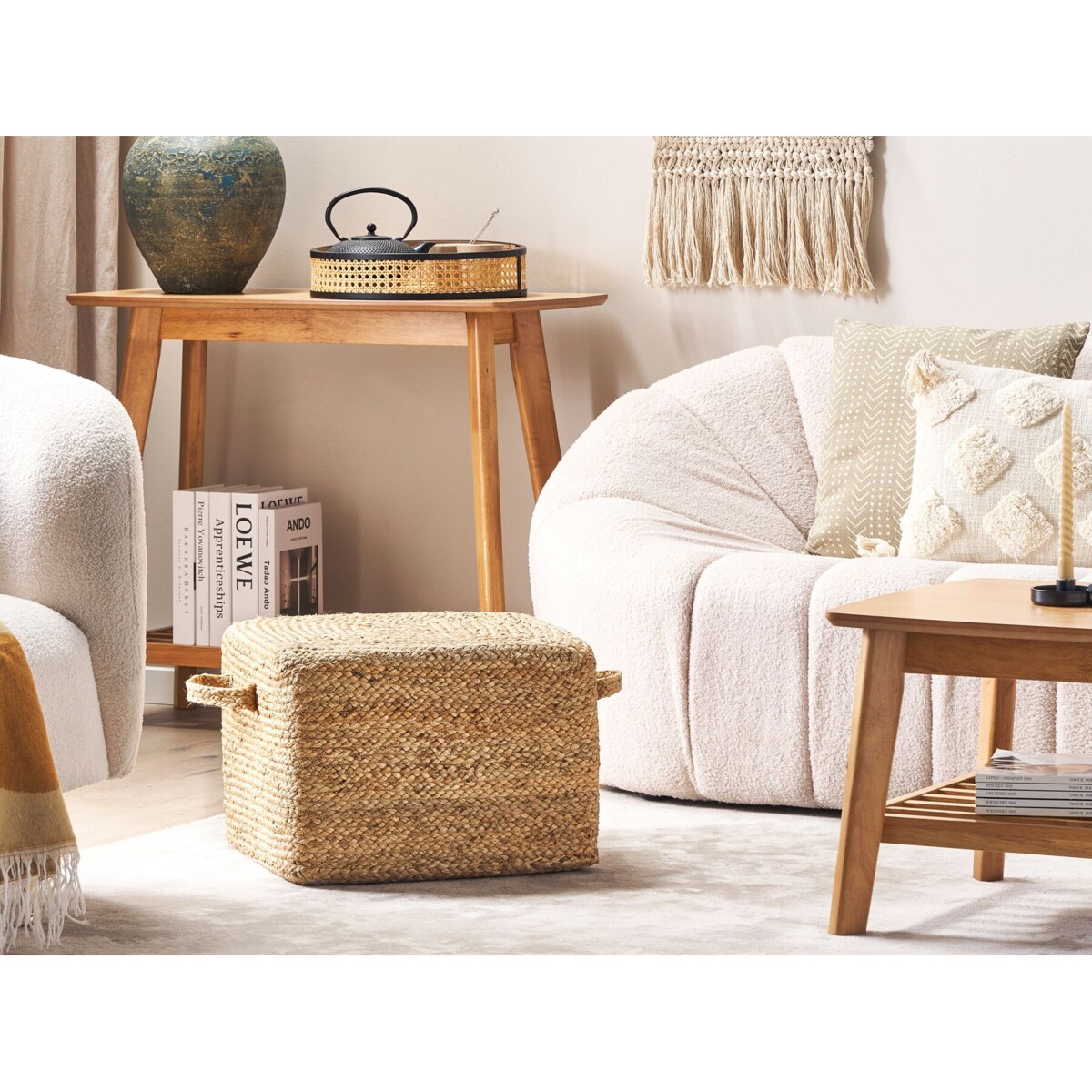 Puf z juty 45 x 45 x 30 cm naturalny DHADAR