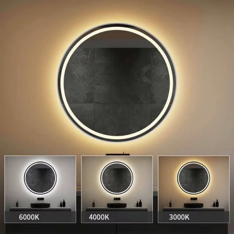 Lustro ścienne LED ze stalowa szczotkowaną ramą MMJ 60cm