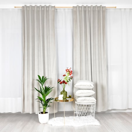 Mięsista zasłona z tkaniny welurowej w kolorze ecru 140x250 cm