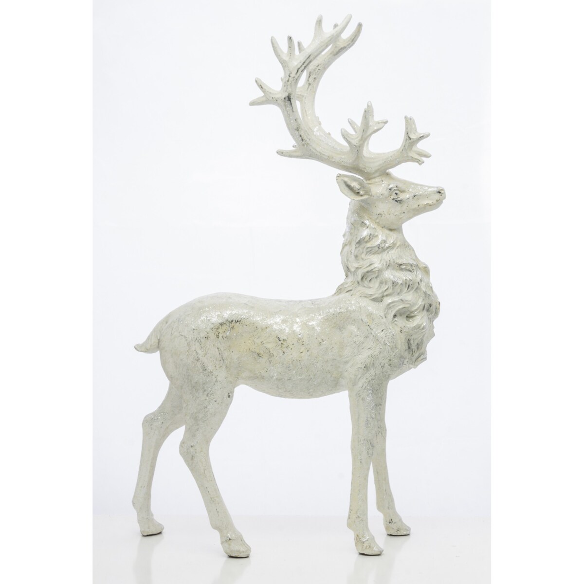 Dekoracja - figurka stojącego białego jelenia 52x15x30 cm KARGU