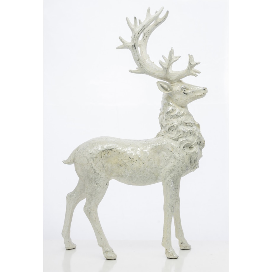 Dekoracja - figurka stojącego białego jelenia 52x15x30 cm KARGU