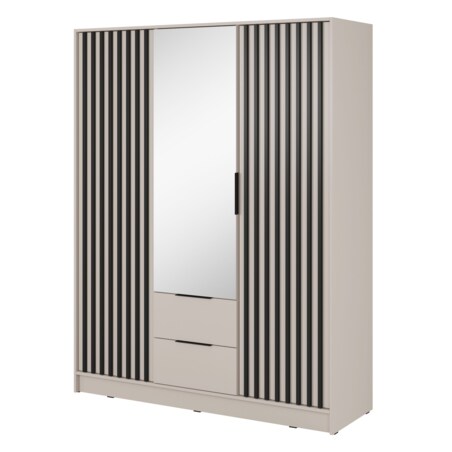 Szafa KELLY z lamelami i lustrem 155 cm - kaszmir