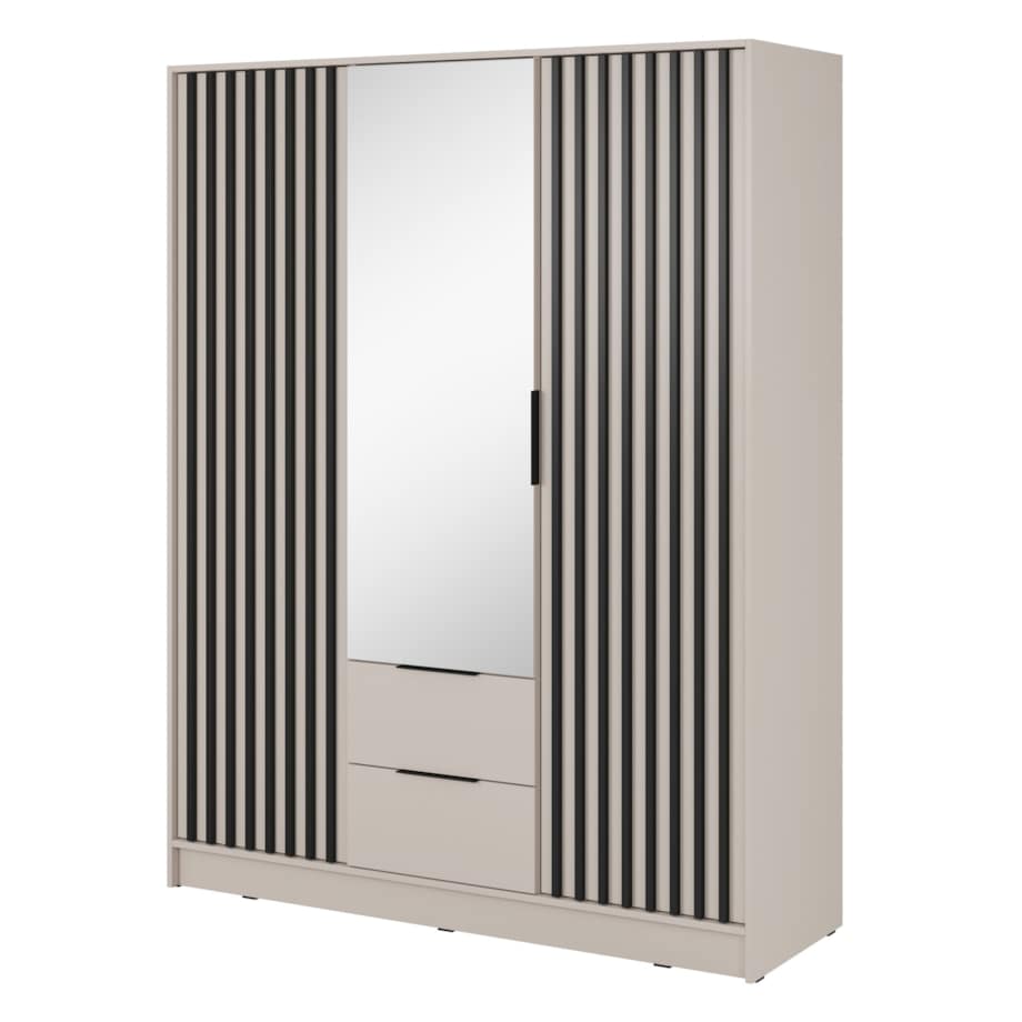 Szafa KELLY z lamelami i lustrem 155 cm - kaszmir