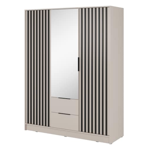 Szafa KELLY z lamelami i lustrem 155 cm - kaszmir