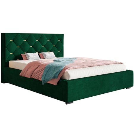 Łóżko sypialniane 180x200 BEN 17 z pojemnikiem i stelażem-butelkowa zieleń