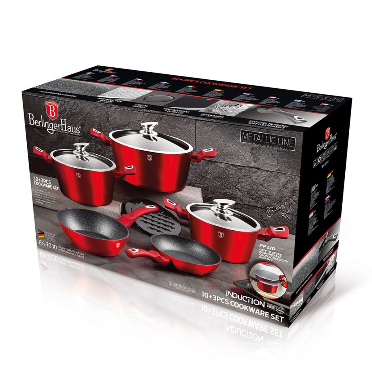 Komplet garnków 13 elementów BERLINGER HAUS Metallic Burgundy