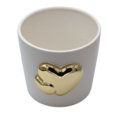 Doniczka z 2 serduszkami 18,5x17x15,5 cm OLLANA złote