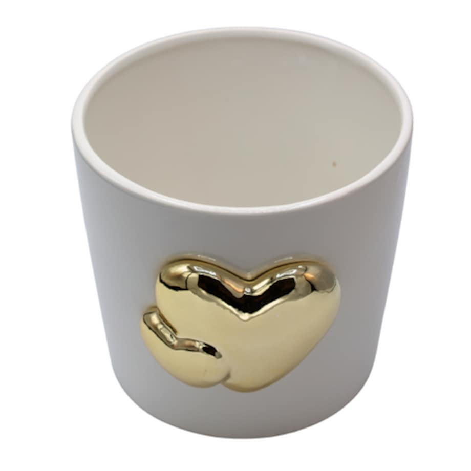 Doniczka z 2 serduszkami 18,5x17x15,5 cm OLLANA złote