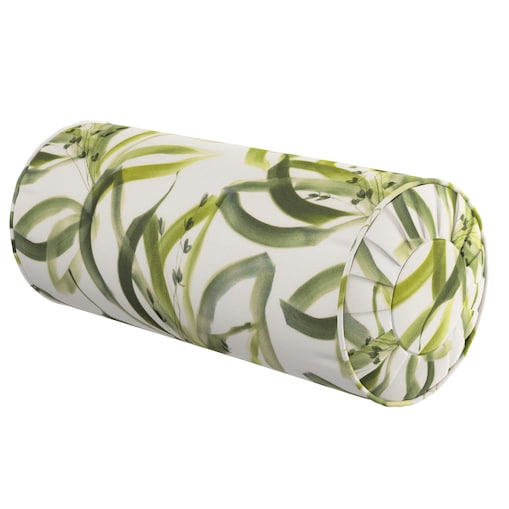 Poduszka wałek z zakładkami, biało-zielony, Ø20 x 50 cm, Gardenia