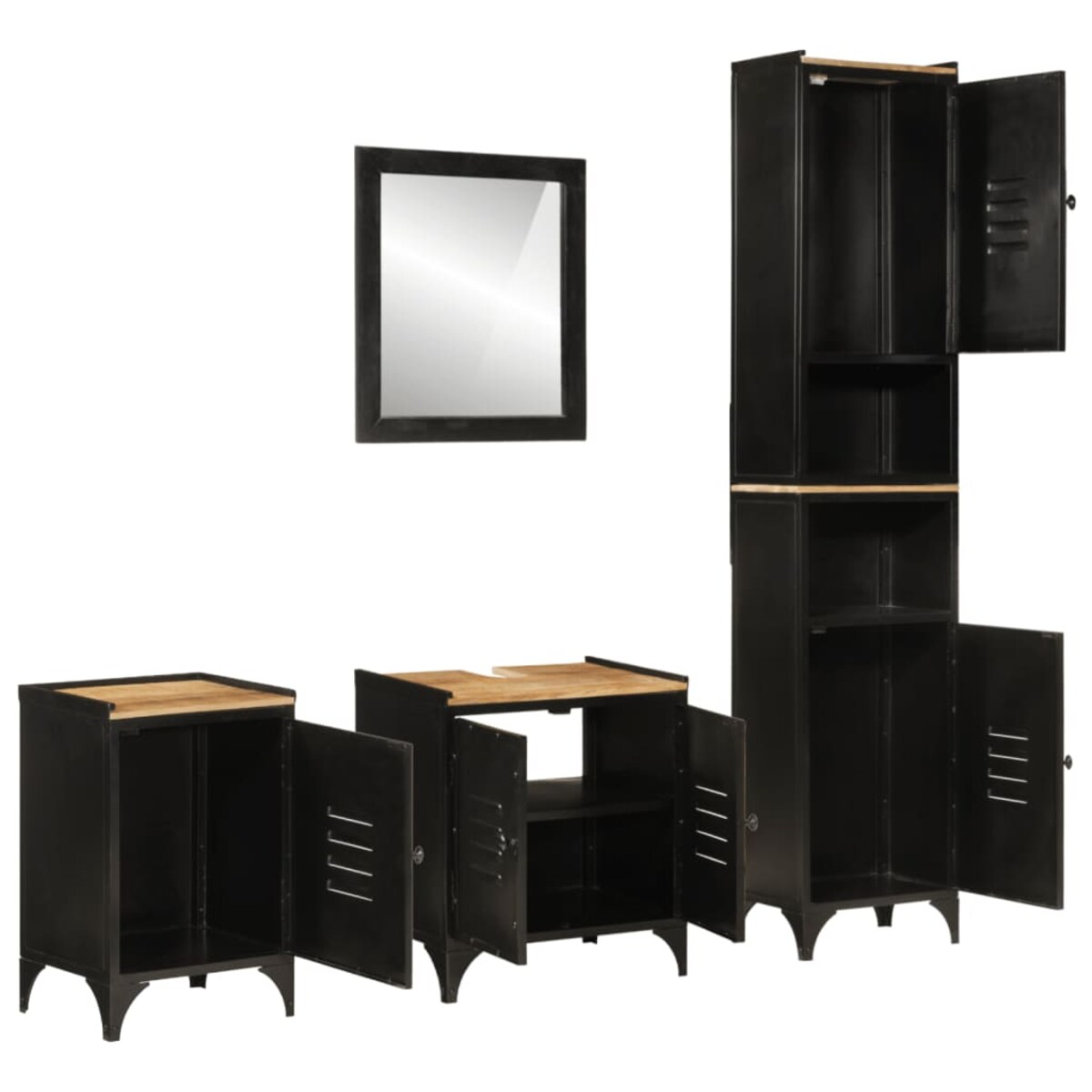 vidaXL 4-cz. zestaw mebli łazienkowych, żelazo i drewno mango