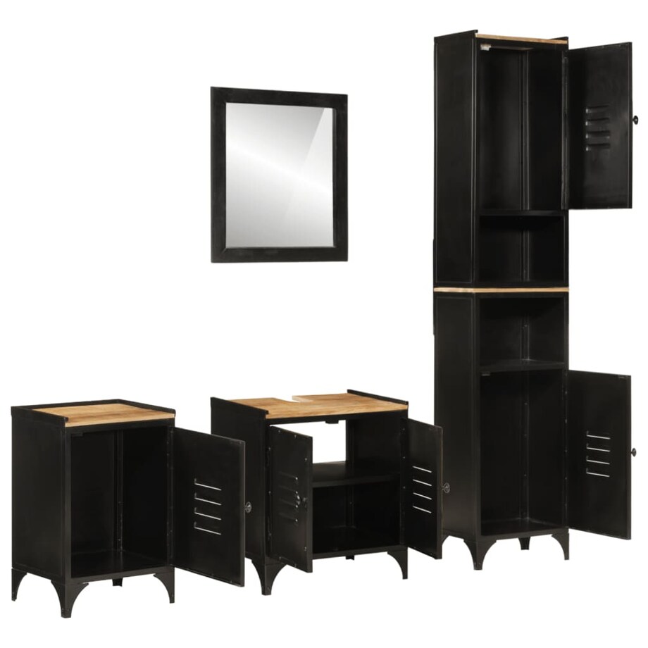 vidaXL 4-cz. zestaw mebli łazienkowych, żelazo i drewno mango