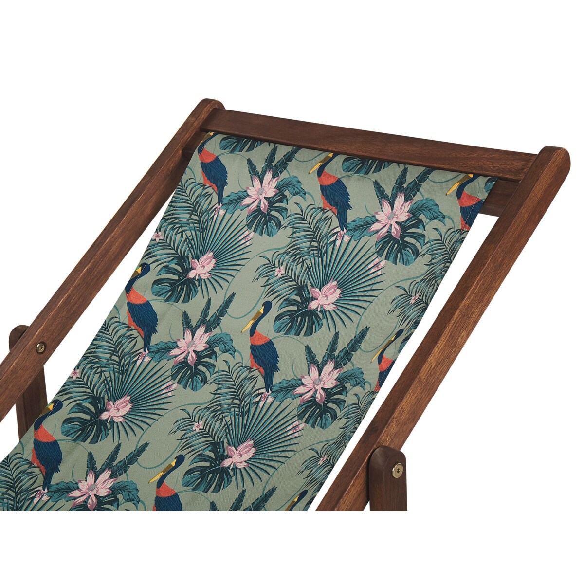 Zestaw 2 leżaków ogrodowych ciemne drewno akacjowe wzór w pelikany ANZIO