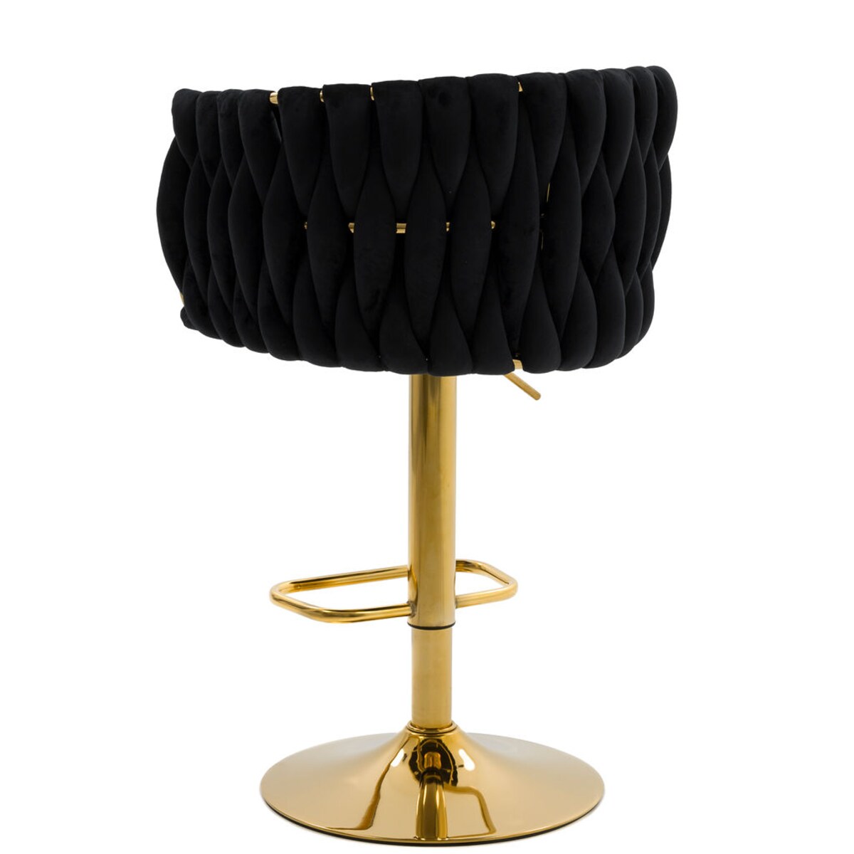 Czarny hoker tapicerowany obrotowy regulowany ROSA GOLD złoty stelaż welur