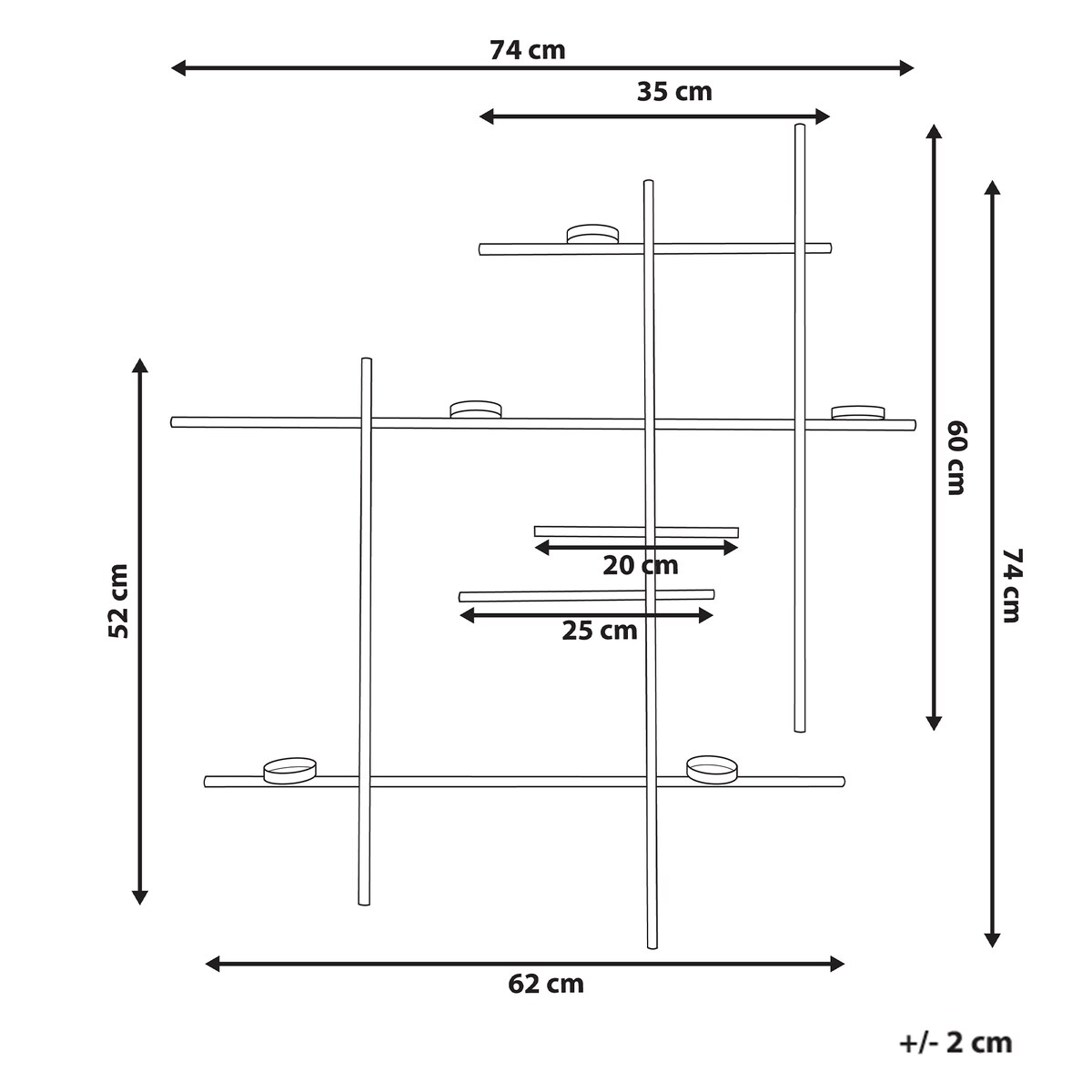 Świecznik wiszący PORTO 74 cm Czarny
