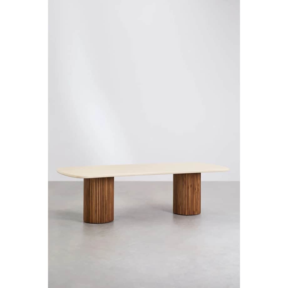 Stół jadalniany z cementu i drewna akacjowego Sirvon 110x230 cm