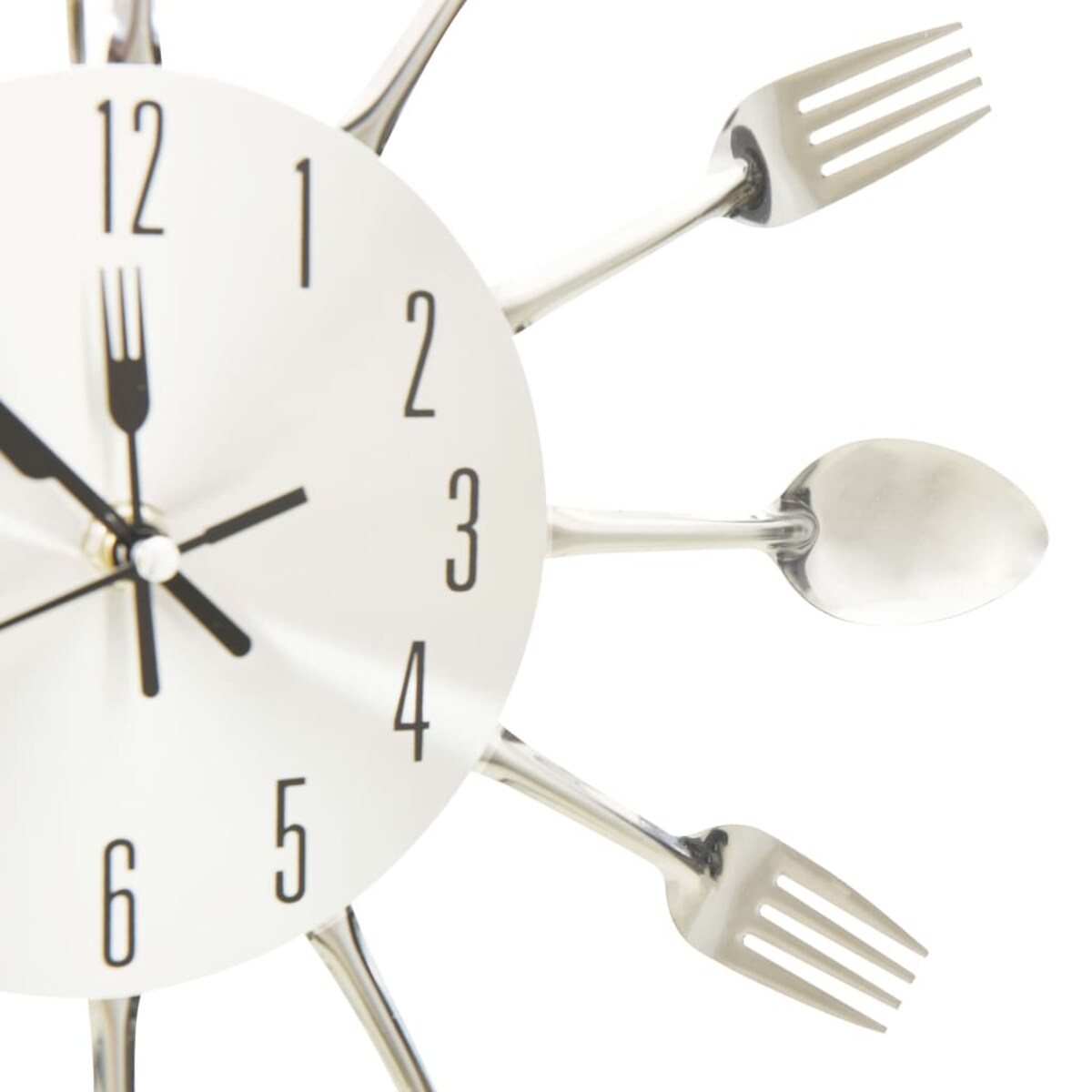 vidaXL Zegar ścienny z łyżek i widelców, srebrny, 31 cm, aluminium