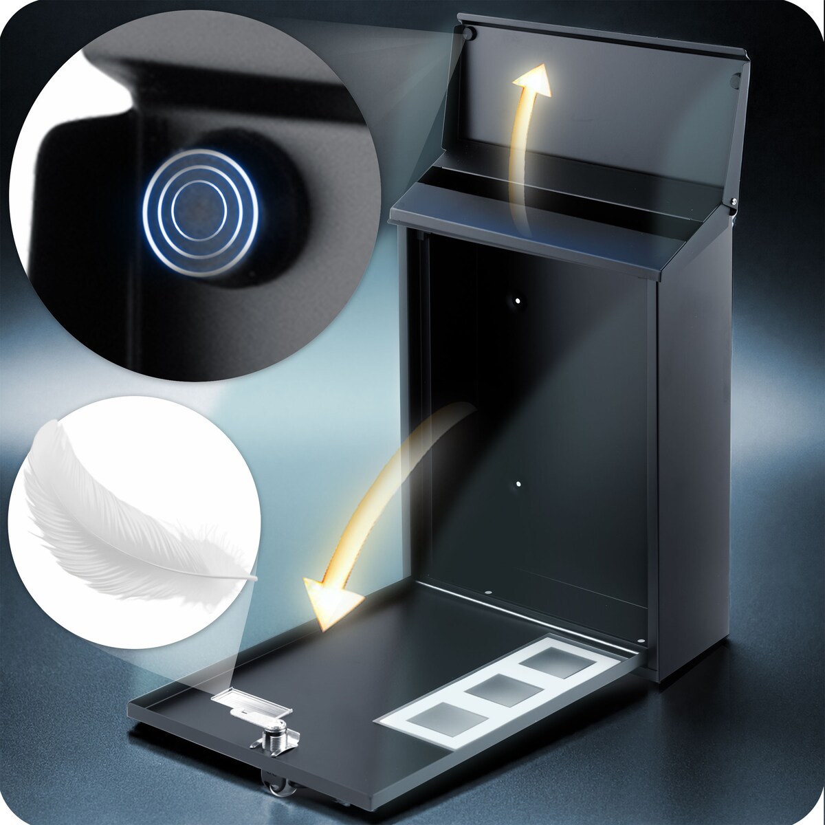 Skrzynka na listy Humberg pocztowa na bramę ogrodzenie czarna stalowa