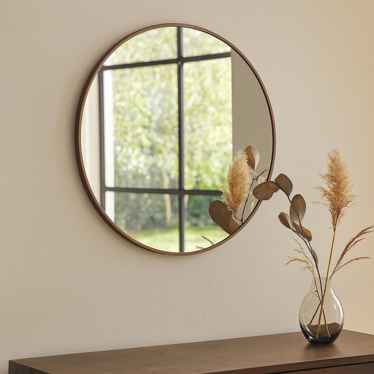 Lustro okrągłe STORM Ø 60 cm, brązowe