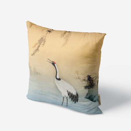 bawełniana poszewka na poduszkę - Żuraw i zachodzące słońce 45x45 cm