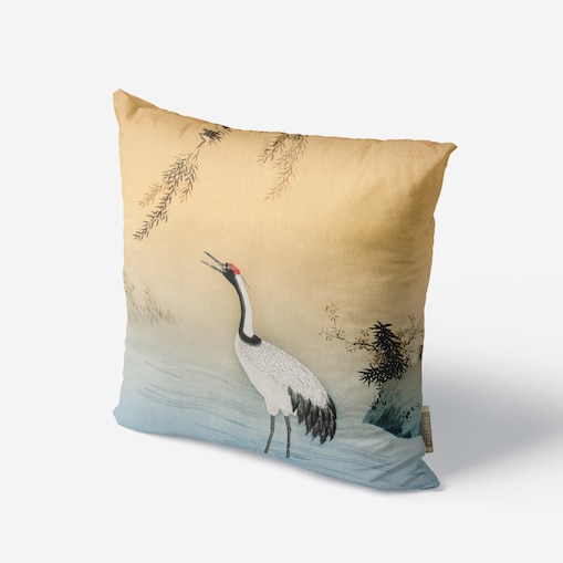 bawełniana poszewka na poduszkę - Żuraw i zachodzące słońce 45x45 cm