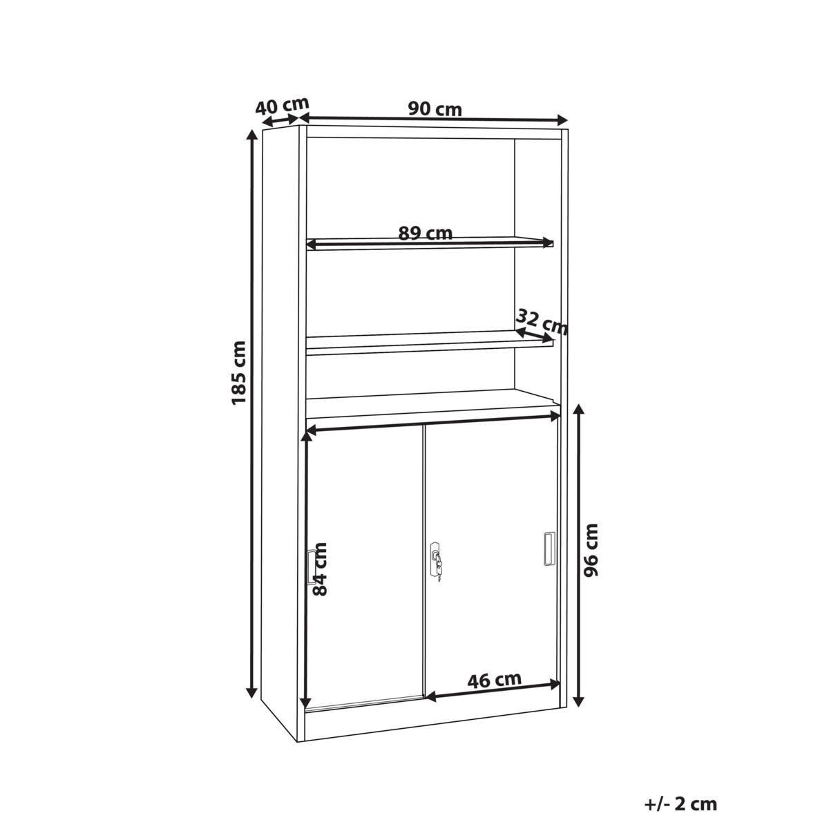 Szafka biurowa dwudrzwiowa z półkami biała MUSCOVITE