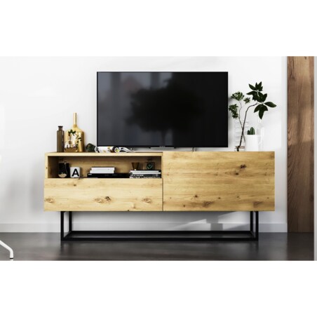 Szafka RTV Loft Industrialna Komoda RTV Szuflada Dąb Artisan Mat 120 cm