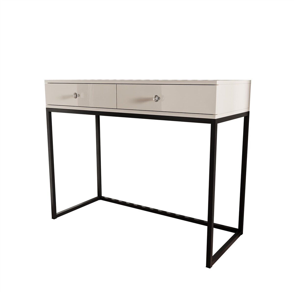 Konsola BLANCO GLAMOUR kaszmir na stelażu czarnym, uchwyt biały kryształ