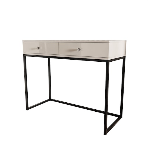 Konsola BLANCO GLAMOUR kaszmir na stelażu czarnym, uchwyt biały kryształ