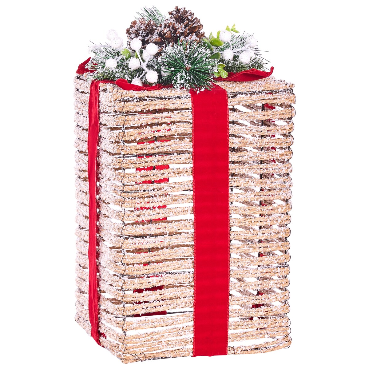 Zestaw 3 dekoracji świątecznych LED VAHTO 46/32/30 cm Prezenty świąteczne Brązowy