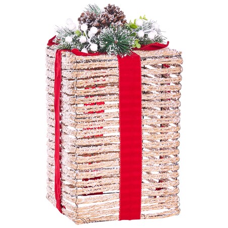 Zestaw 3 dekoracji świątecznych LED VAHTO 46/32/30 cm Prezenty świąteczne Brązowy
