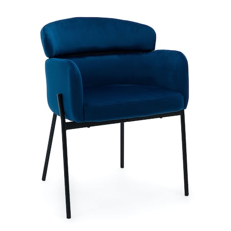 Krzesło tapicerowane welurowe do salonu BOLZANO granatowe