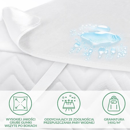 Ochraniacz na materac wodoodporny, rozmiar 90x200 Jason kolor biały