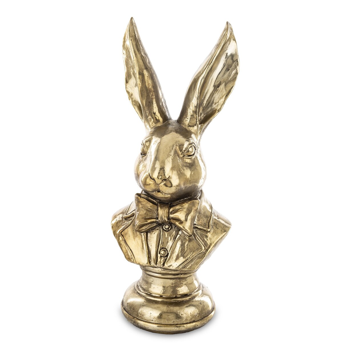 Figurka - duże popiersie królika 48x21x16 cm TORACE - na okrągłej podstawie złoty