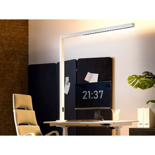 Lampa biurkowa LED metalowa biała OCTANT