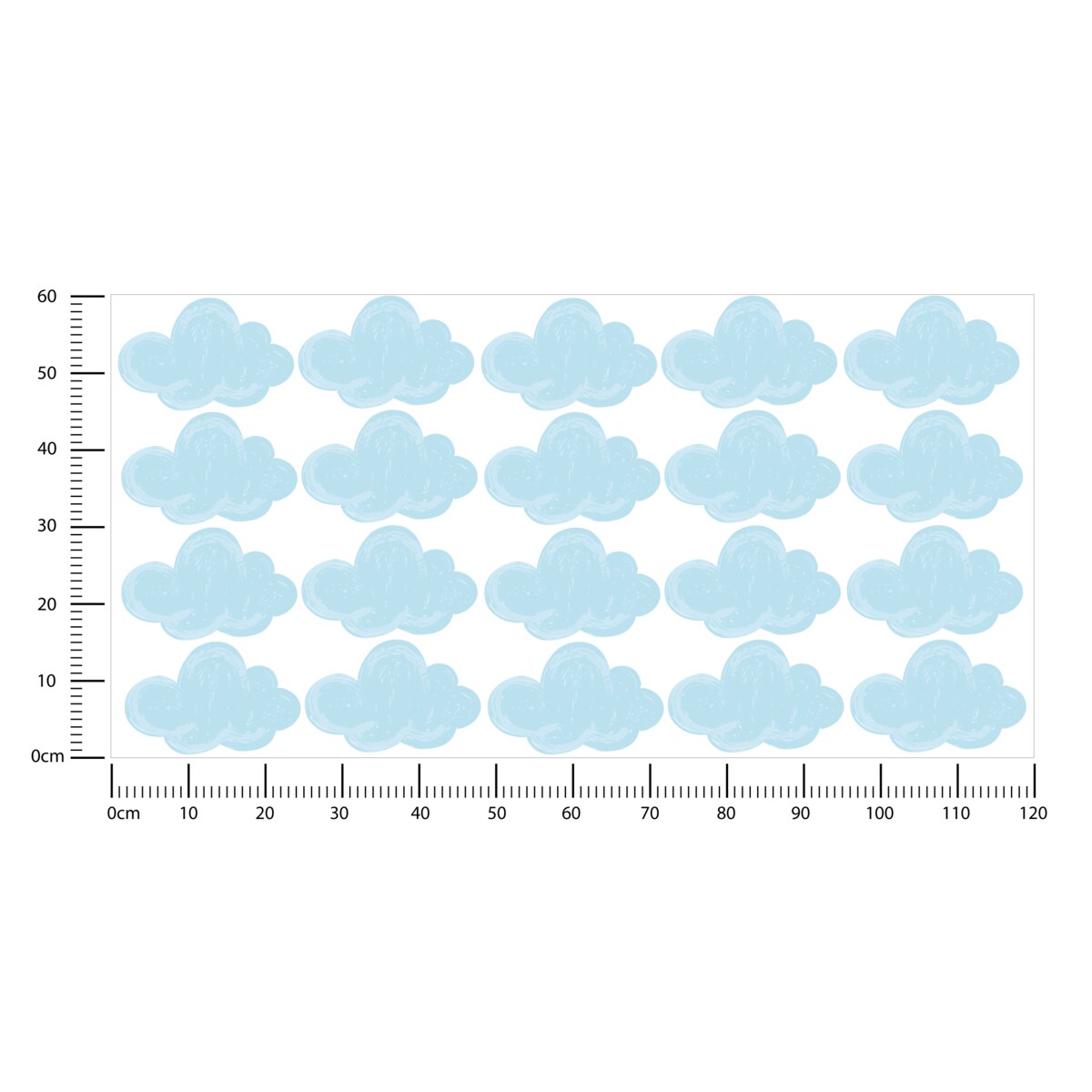 Naklejki Ścienne Dla Dzieci Niebieskie Chmurki Chmury Styl Boho Zestaw 120x60cm