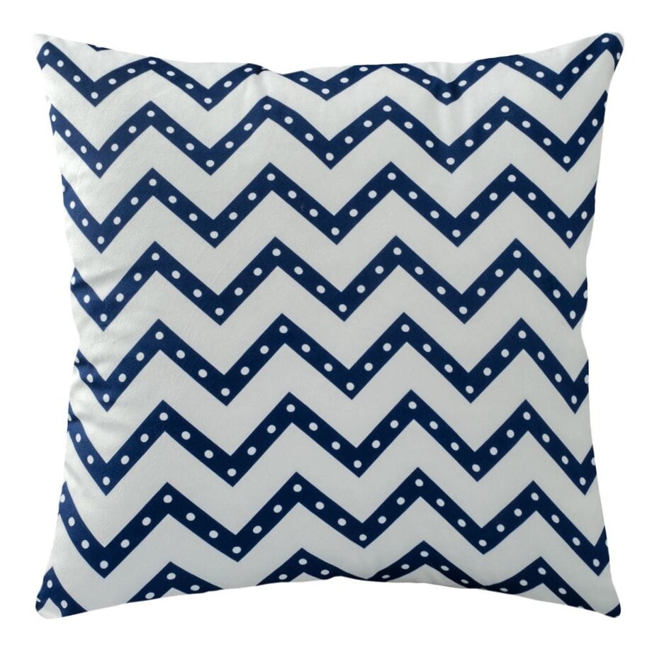 Poszewka dekoracyjna 43x43 biała w niebieskie zygzaki