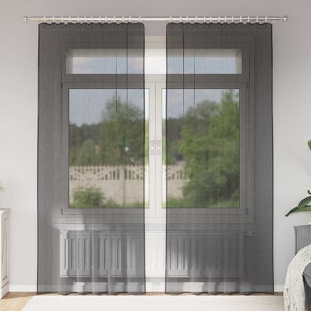 vidaXL Zasłony woalowe z kieszeniami na drążek 2 szt. czarne