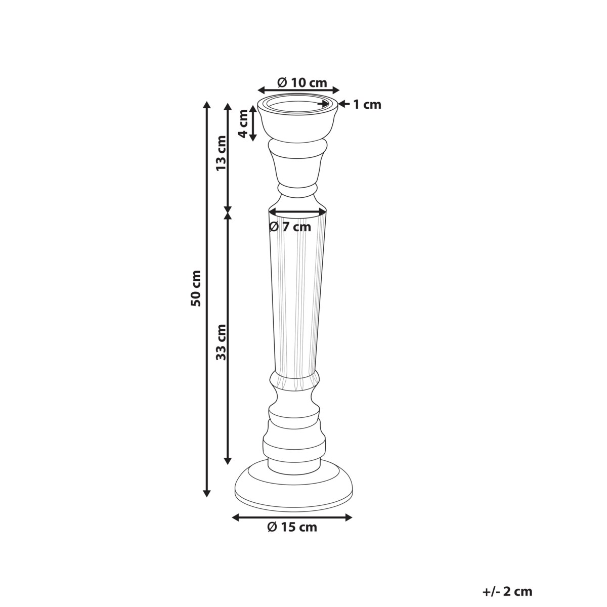 Świecznik MALLAWI Drewno mango 50 cm Jasnobrązowy