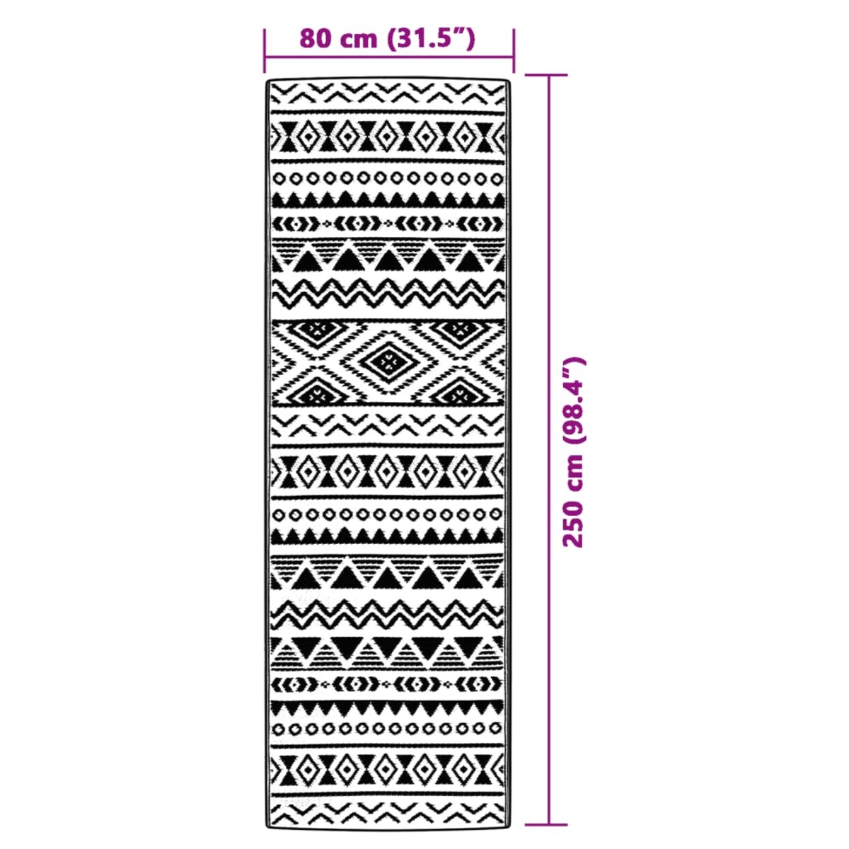 vidaXL Dywan zewnętrzny, ARAKIL czarny, 80x250 cm, PP