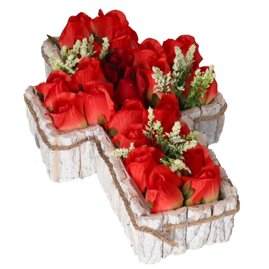 Doniczka Osłonka Drewniana Kora Krzyż Na Grób Ozodba