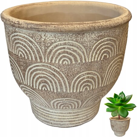 DONICZKA OSŁONKA MAŁA BOHO BETONOWA 14cm OKRĄGŁA DO DOMU SALONU NA PARAPET