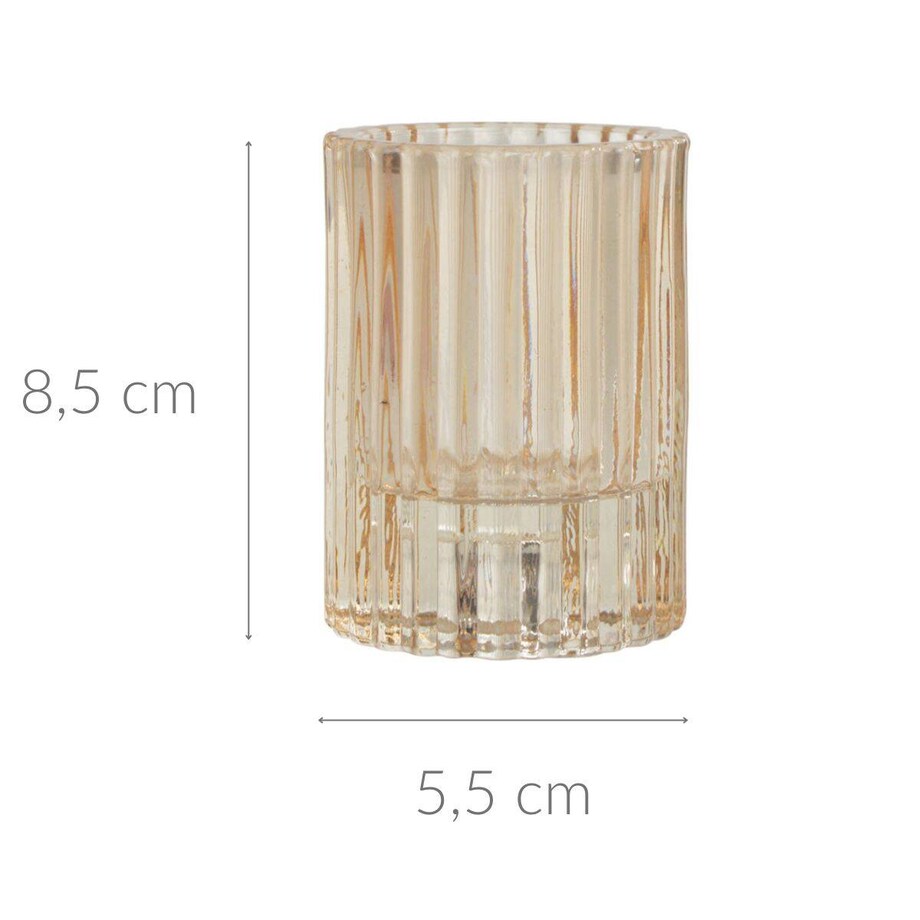 Prążkowany świecznik z barwionego szkła, Ø 5,5 cm