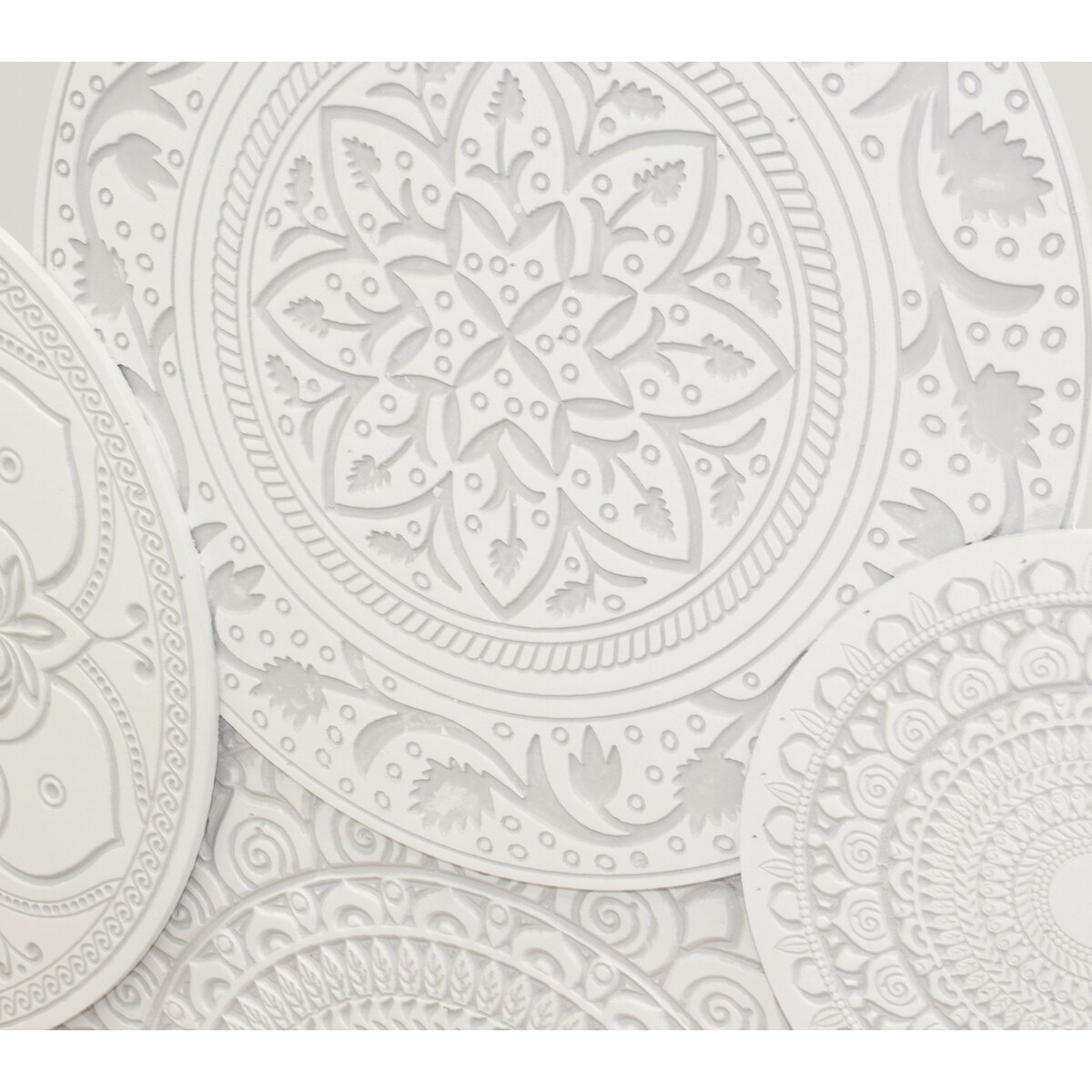 Dekoracja ścienna biała 81x153x4 cm ROZETY