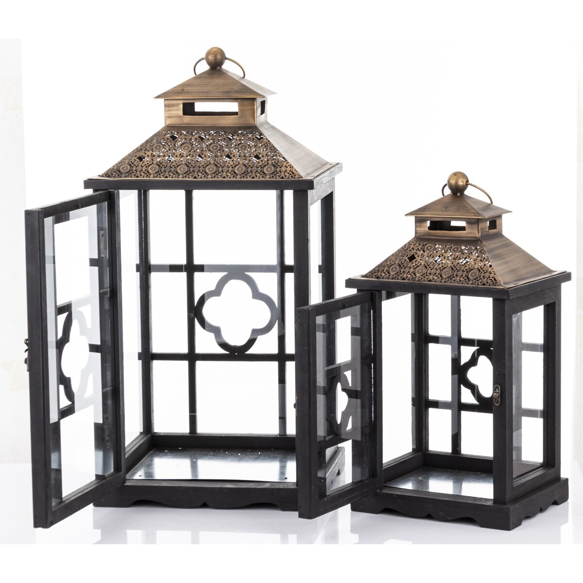 Lampiony dekoracyjne 2 szt. 66/50x31/24x26/19 cm AIDYN