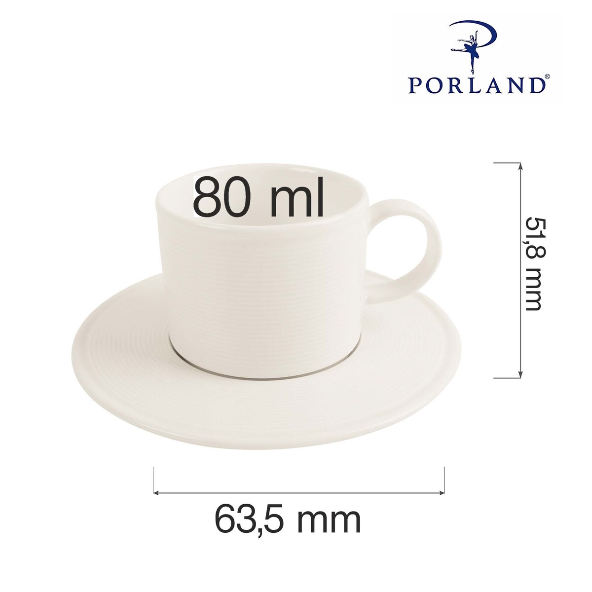 Filiżanka sztaplowana Porland Line 80 ml kremowa